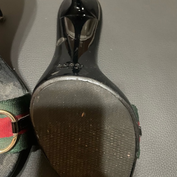 AUTHENTIC Gucci Horsebit Web Stripe Kitten Heel Mules - Picture 4 of 4